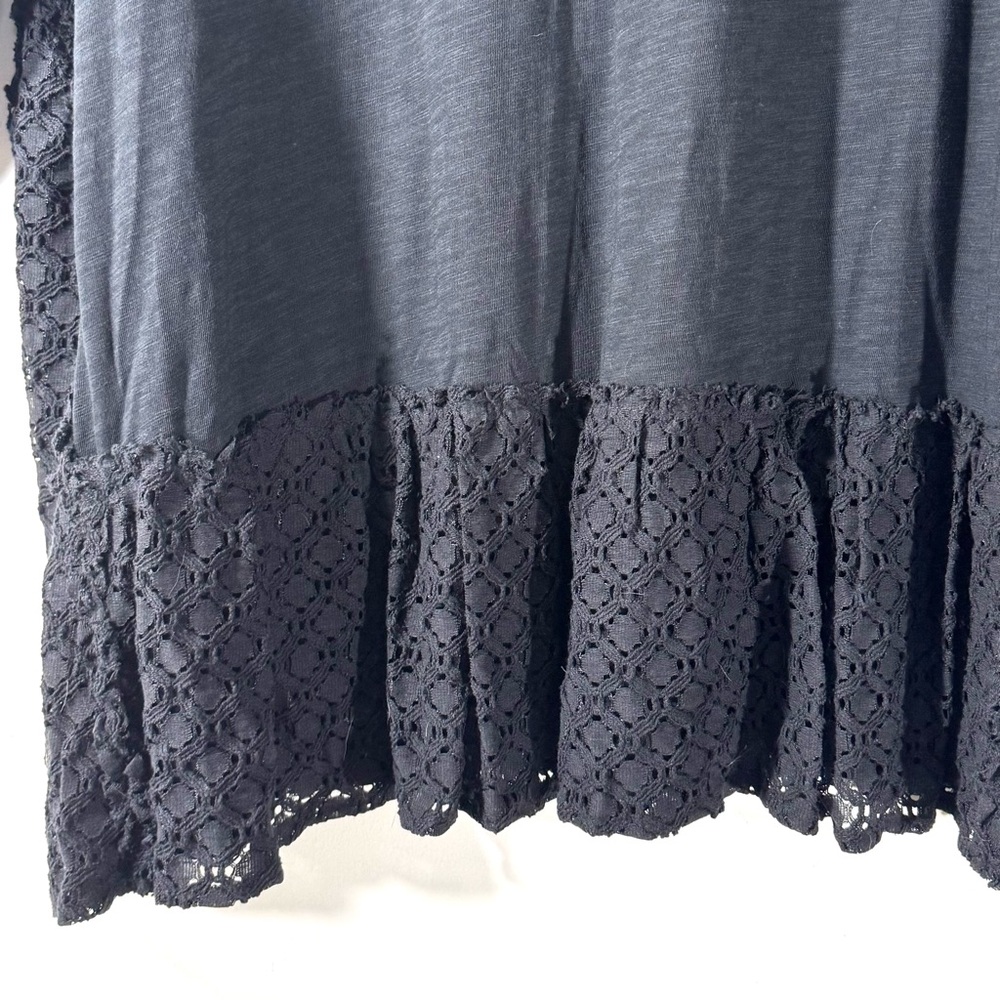 LOGO Lori Goldstein Black Cotton Slub Tunic with Ruffle Lace A652874 - Picture 7 of 12